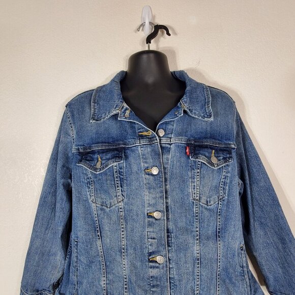 Levis Denim Trucker Jacket Plus Size 3X Womens Blue Jean Jacket Cowgirl Western - Picture 11 of 12